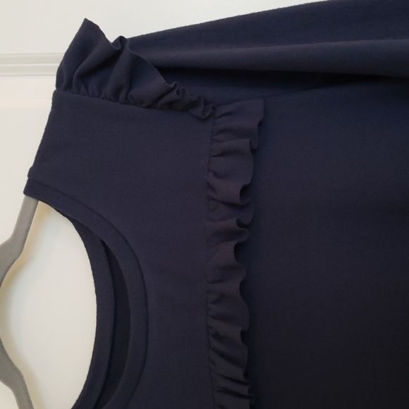 Cupio Women's Long Sleeve Ruffle Chest Knit Top Navy - Size XL - Picture 5 of 7